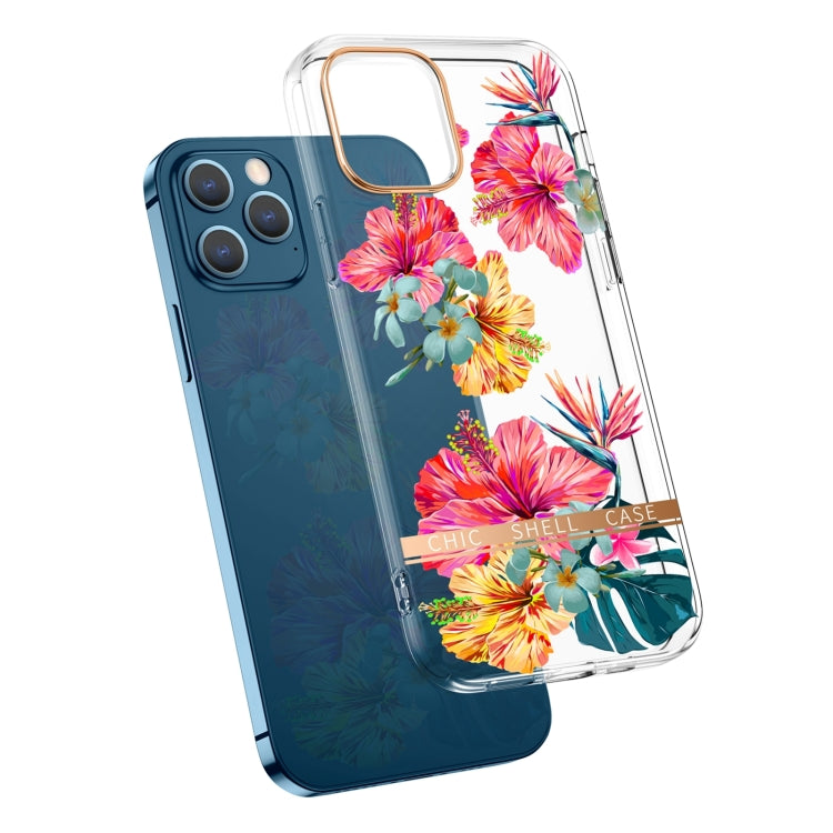 High Translucent Electroplating Flower Pattern TPU + PC Shockproof Case, For iPhone 13, For iPhone 13 Pro Max