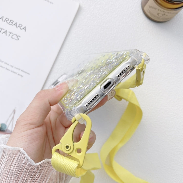 Gradient Glitter Powder Epoxy TPU Thickened Acrylic Shockproof Case with Wide Neck Lanyard, For iPhone 13 mini, For iPhone 13, For iPhone 13 Pro, For iPhone 13 Pro Max, For iPhone 12 mini, For iPhone 12 / 12 Pro, For iPhone 12 Pro Max