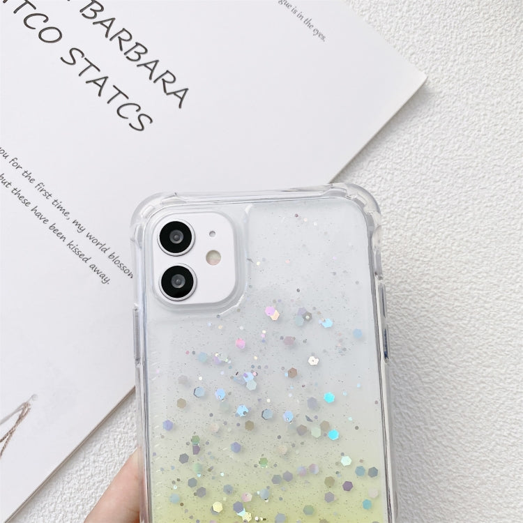Gradient Glitter Powder Epoxy TPU Thickened Acrylic Shockproof Case with Wide Neck Lanyard, For iPhone 11, For iPhone 11 Pro, For iPhone 11 Pro Max