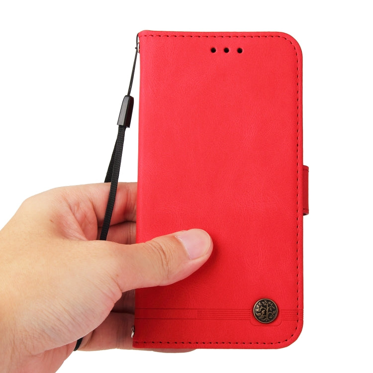 Skin Feel Life Tree Metal Button Horizontal Flip Leather Case with Holder & Card Slot & Wallet & Photo Frame & Strap, For iPhone 13 mini, For iPhone 13, For iPhone 13 Pro, For iPhone 13 Pro Max