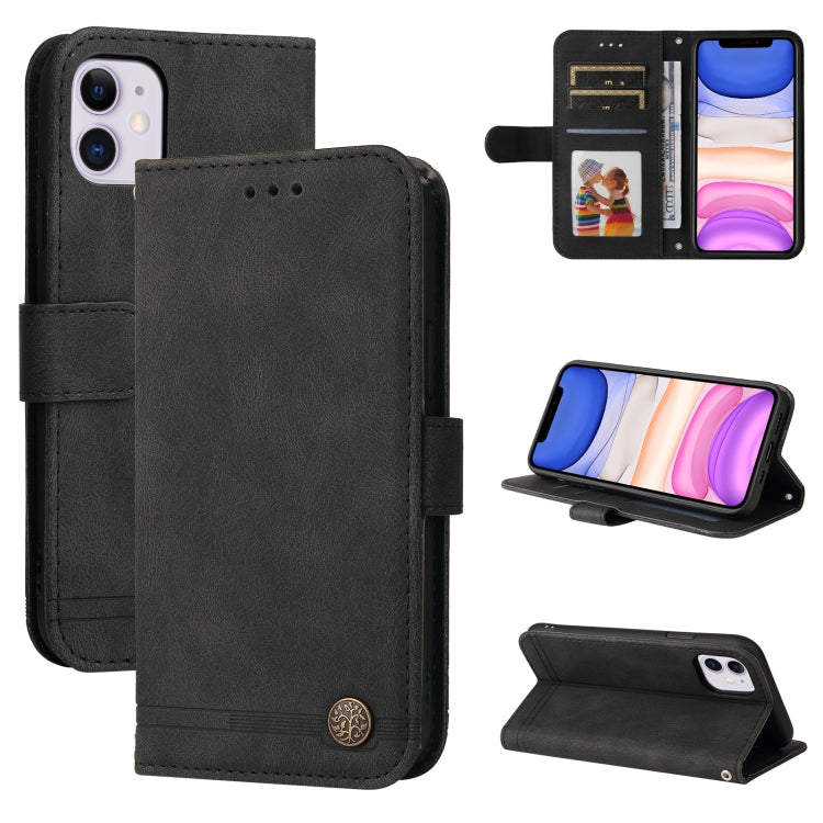 Skin Feel Life Tree Metal Button Horizontal Flip Leather Case with Holder & Card Slot & Wallet & Photo Frame & Strap, For iPhone 12 mini, For iPhone 12 / 12 Pro, For iPhone 12 Pro Max, For iPhone 11