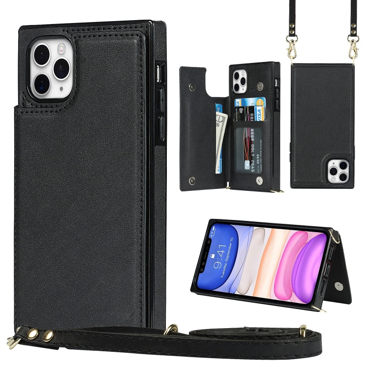 Cross-body Square Double Buckle Flip Card Bag TPU+PU Case with Card Slots & Wallet & Photo & Strap, For iPhone 8 Plus / 7 Plus, For iPhone SE 2022 / SE 2020 / 8 / 7, For iPhone 11, For iPhone 11 Pro