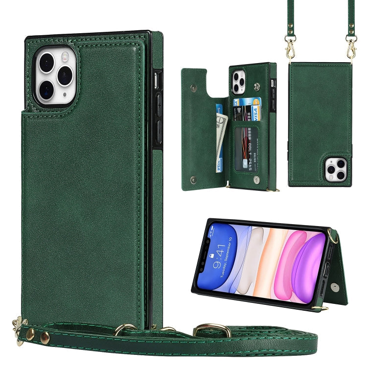 Cross-body Square Double Buckle Flip Card Bag TPU+PU Case with Card Slots & Wallet & Photo & Strap, For iPhone 8 Plus / 7 Plus, For iPhone SE 2022 / SE 2020 / 8 / 7, For iPhone 11, For iPhone 11 Pro