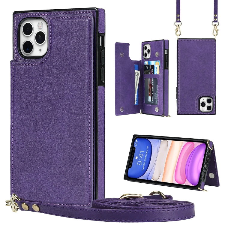 Cross-body Square Double Buckle Flip Card Bag TPU+PU Case with Card Slots & Wallet & Photo & Strap, For iPhone 8 Plus / 7 Plus, For iPhone SE 2022 / SE 2020 / 8 / 7, For iPhone 11, For iPhone 11 Pro