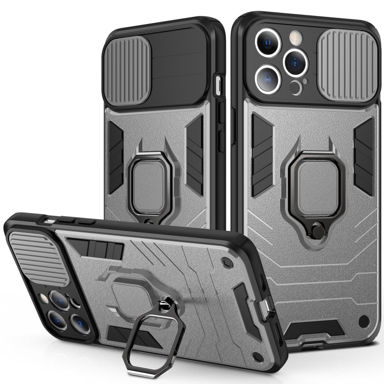 Sliding Camera Cover Design TPU + PC Shockproof Case with Ring Holder, For iPhone 13 Pro, For iPhone 13, For iPhone 13 Pro Max