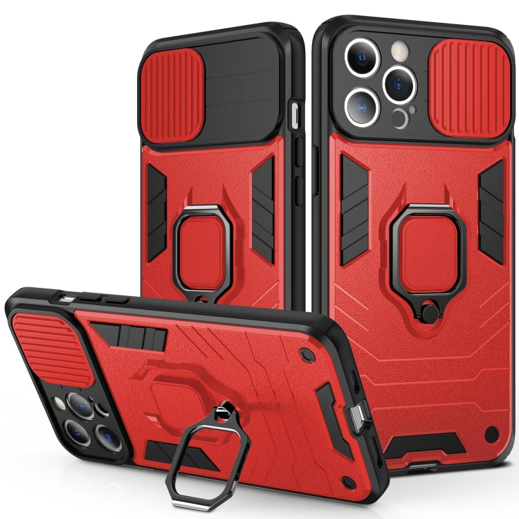 Sliding Camera Cover Design TPU + PC Shockproof Case with Ring Holder, For iPhone 13 Pro, For iPhone 13, For iPhone 13 Pro Max