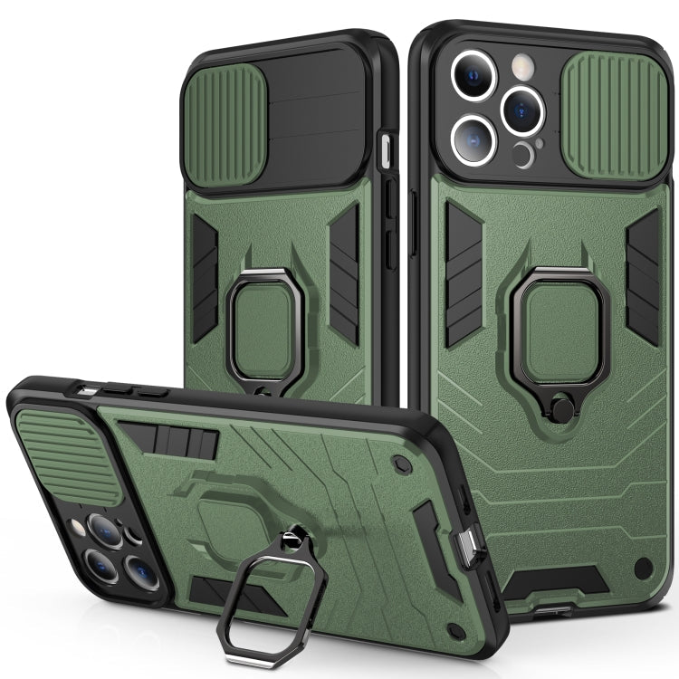 Sliding Camera Cover Design TPU + PC Shockproof Case with Ring Holder, For iPhone 13 Pro, For iPhone 13, For iPhone 13 Pro Max