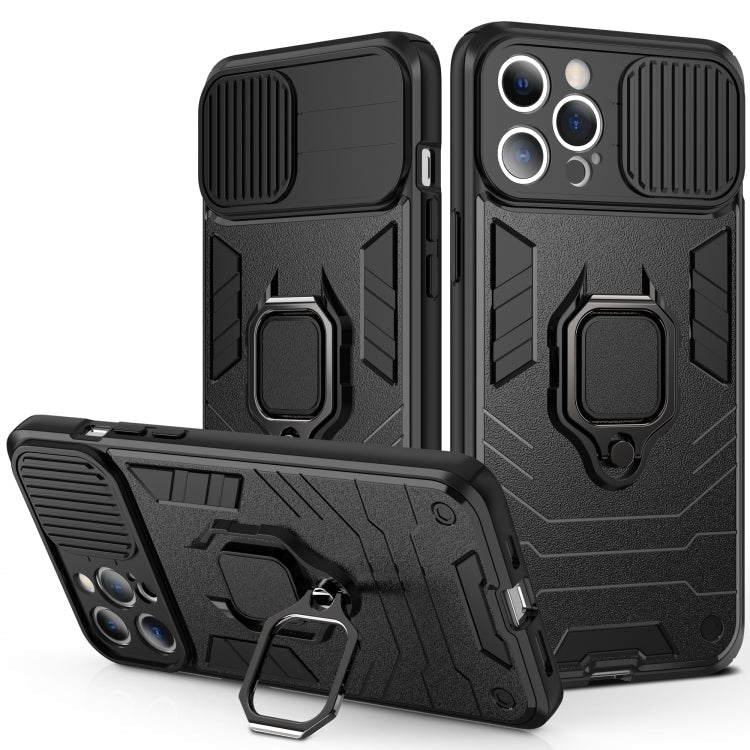 Sliding Camera Cover Design TPU + PC Shockproof Case with Ring Holder, For iPhone 13 Pro, For iPhone 13, For iPhone 13 Pro Max