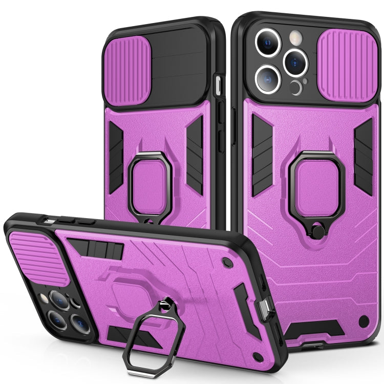 Sliding Camera Cover Design TPU + PC Shockproof Case with Ring Holder, For iPhone 13 Pro, For iPhone 13, For iPhone 13 Pro Max