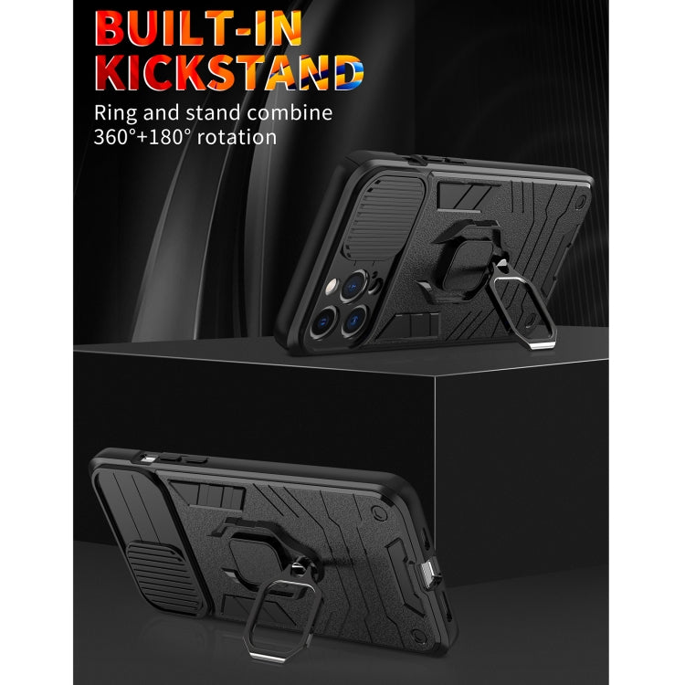 Sliding Camera Cover Design TPU + PC Shockproof Case with Ring Holder, For iPhone 13 Pro, For iPhone 13, For iPhone 13 Pro Max