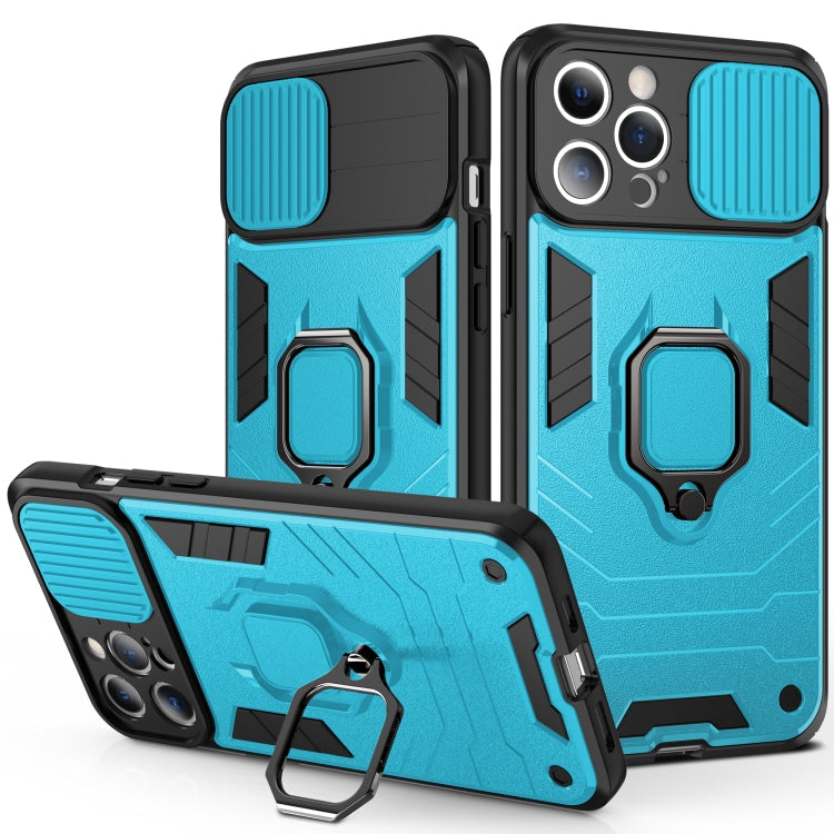 Sliding Camera Cover Design TPU + PC Shockproof Case with Ring Holder, For iPhone 13 Pro, For iPhone 13, For iPhone 13 Pro Max