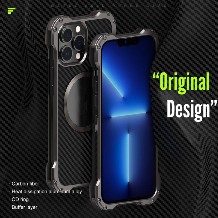 R-JUST RJ51 Hollow Shockproof Metal Protective Case, For iPhone 13, For iPhone 13 Pro, For iPhone 13 Pro Max