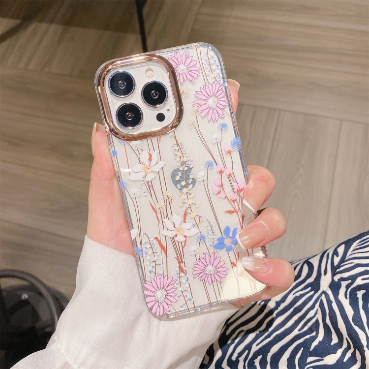 Glitter Powder Electroplating Flower Shockproof Phone Case, For iPhone 13, For iPhone 13 Pro, For iPhone 13 Pro Max