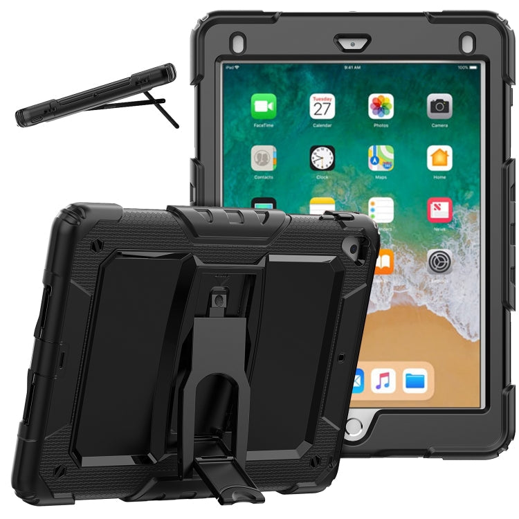 Shockproof Colorful Silicone + Black PC Tablet Protective Case with Holder & Shoulder Strap, For iPad 9.7 2018 / 2017
