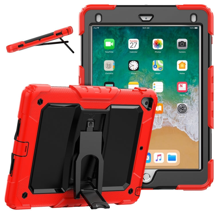 Shockproof Colorful Silicone + Black PC Tablet Protective Case with Holder & Shoulder Strap, For iPad 9.7 2018 / 2017