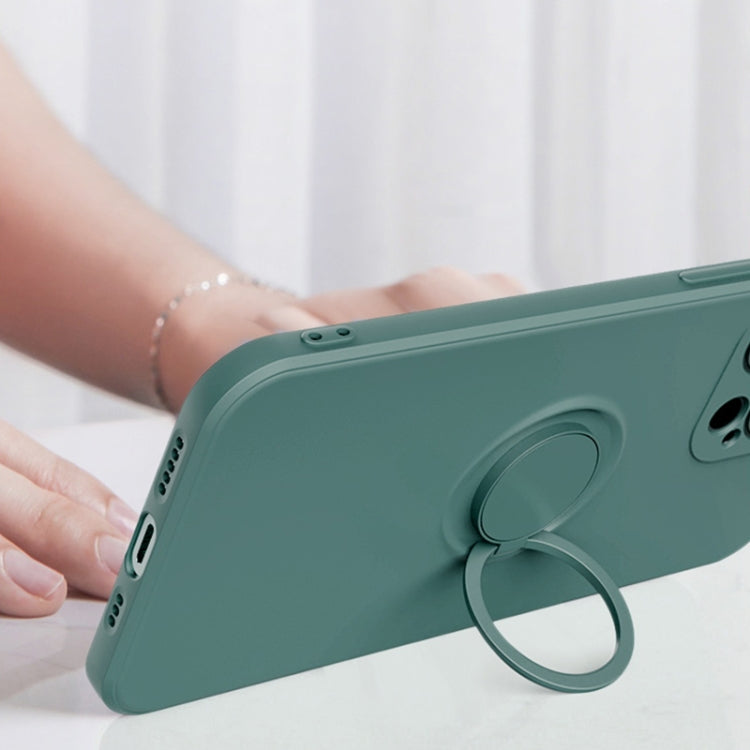 All-inclusive Liquid Silicone Phone Protective Case with Ring Holder & Lanyard, For iPhone 13 Pro Max