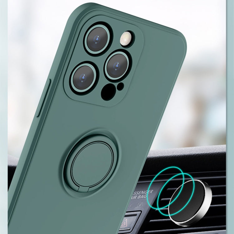 All-inclusive Liquid Silicone Phone Protective Case with Ring Holder & Lanyard, For iPhone 13 Pro Max