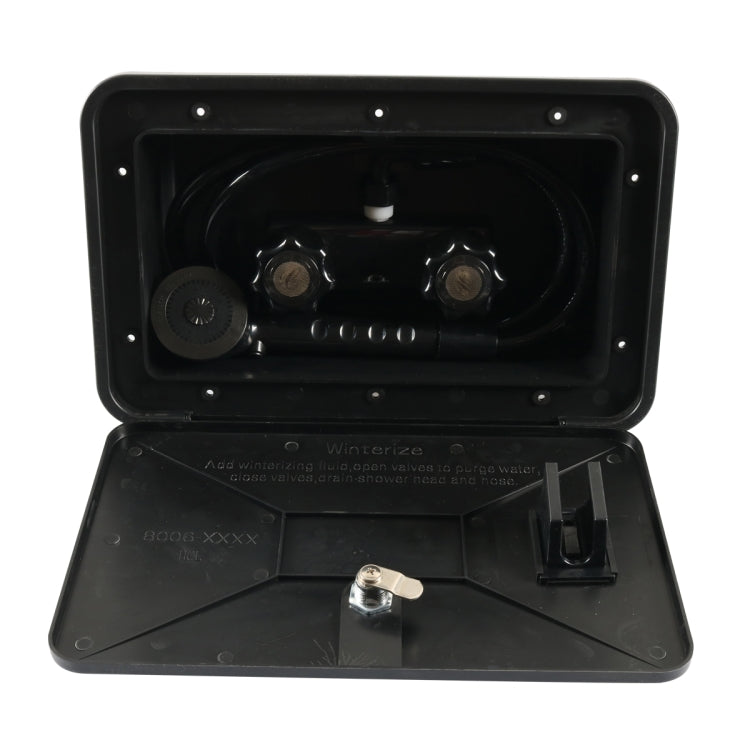 RV External Shower Box Head with Hose, A6622-02 Black