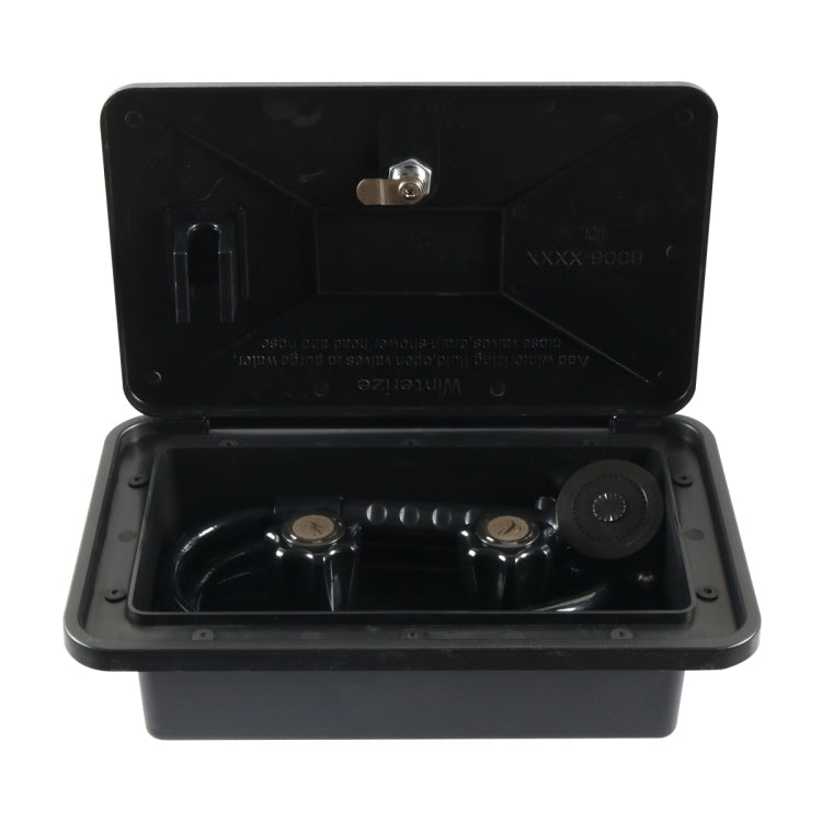 RV External Shower Box Head with Hose, A6622-02 Black