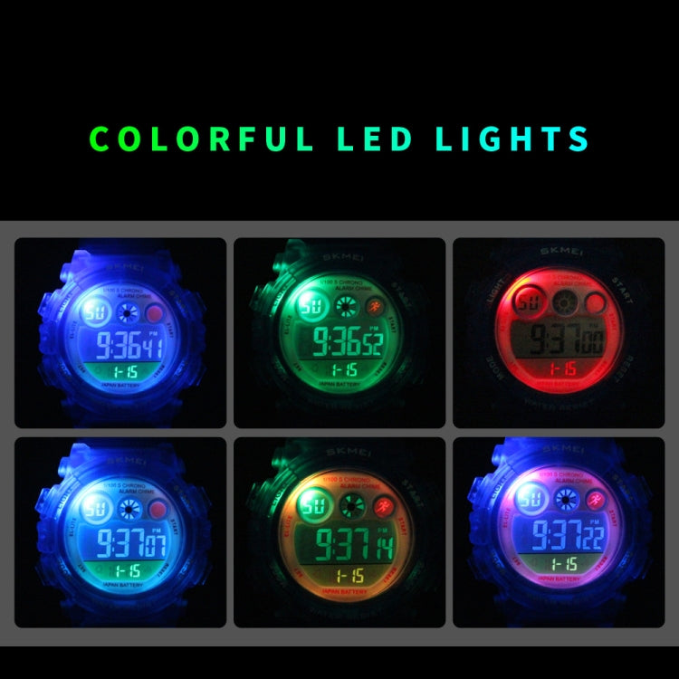 SKMEI 1451 LED Digital Stopwatch Chronograph Luminous Children Sports Electronic Watch, 1451(Transparent Pink Blue), 1451(Transparent Purple), 1451(Transparent Sky Blue), 1451(Transparent Rose Red), 1451(White Shell Blue Circle)                        ...