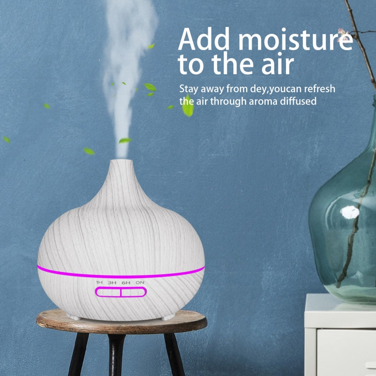 400ml Wood Texture Fragrance Machine Pointed Mouth Humidifier with Colorful LED Light, without Remote Control, with Remote Control