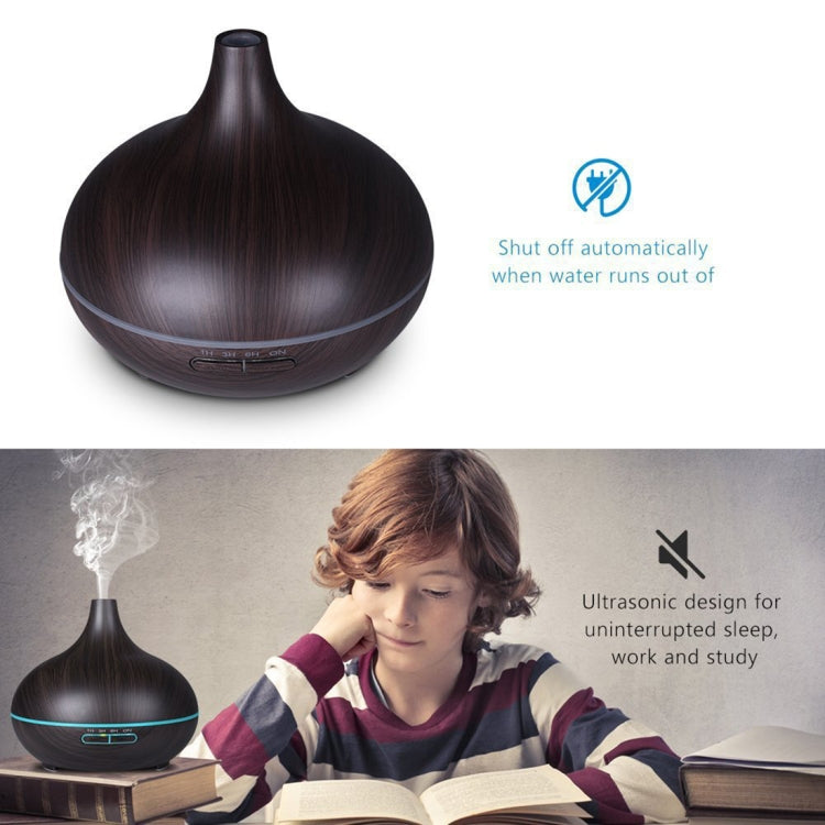 400ml Wood Texture Fragrance Machine Pointed Mouth Humidifier with Colorful LED Light, without Remote Control, with Remote Control