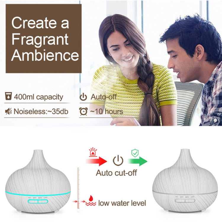 400ml Wood Texture Fragrance Machine Pointed Mouth Humidifier with Colorful LED Light, without Remote Control, with Remote Control