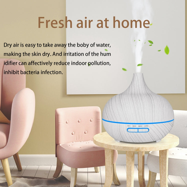 400ml Wood Texture Fragrance Machine Pointed Mouth Humidifier with Colorful LED Light, without Remote Control, with Remote Control