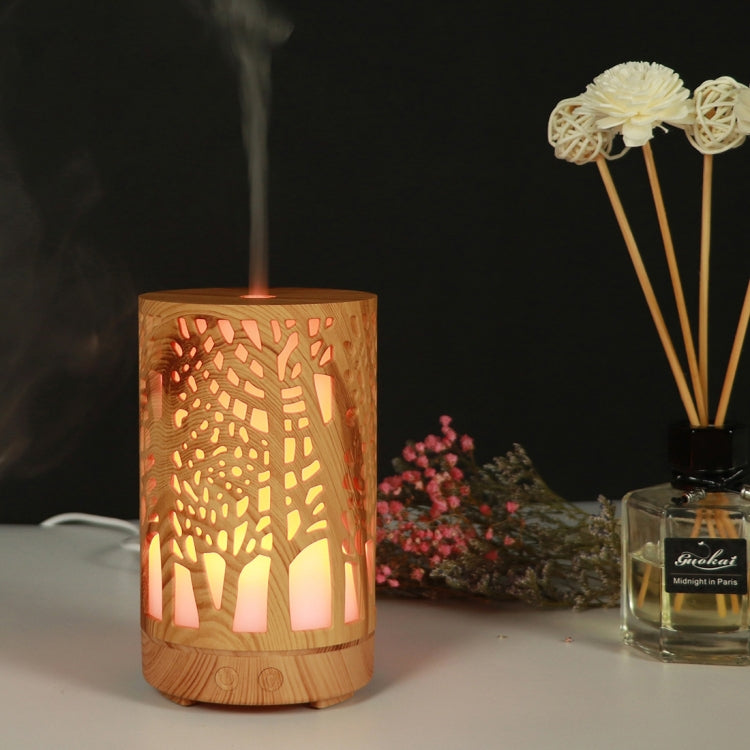 200ml Hollow-out Forest Pattern Wooden Essential Oil Aromatherapy Machine Ultrasonic Humidifier, USB, AU Plug, UK Plug, US Plug
