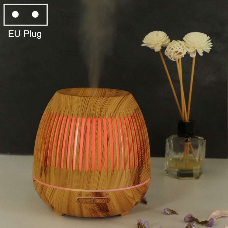 400ml Hollow-out LED Humidifier Wood Grain Air Purifier Aromatherapy Machine with Colorful LED Light, EU Plug, UK Plug, US Plug