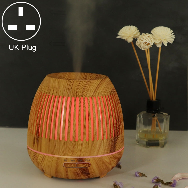 400ml Hollow-out LED Humidifier Wood Grain Air Purifier Aromatherapy Machine with Colorful LED Light, EU Plug, UK Plug, US Plug