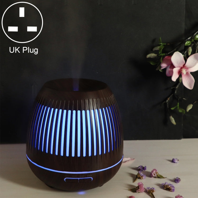 400ml Hollow-out LED Humidifier Wood Grain Air Purifier Aromatherapy Machine with Colorful LED Light, EU Plug, UK Plug, US Plug