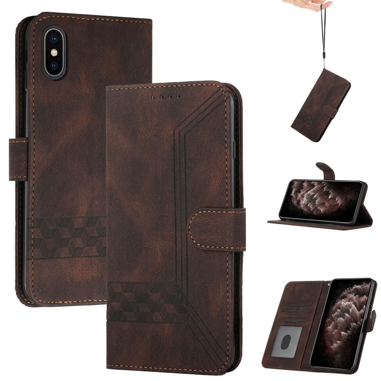 Cubic Skin Feel Flip Leather Phone Case, For iPhone 11 Pro, For iPhone 11 Pro Max, For iPhone X / XS, For iPhone XR