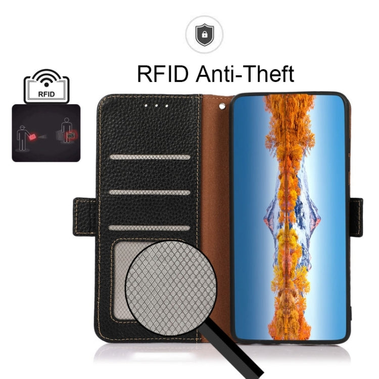 KHAZNEH Side-Magnetic Litchi Genuine Leather RFID Case, For iPhone 12 Pro Max, For iPhone 11, For iPhone 11 Pro, For iPhone 11 Pro Max