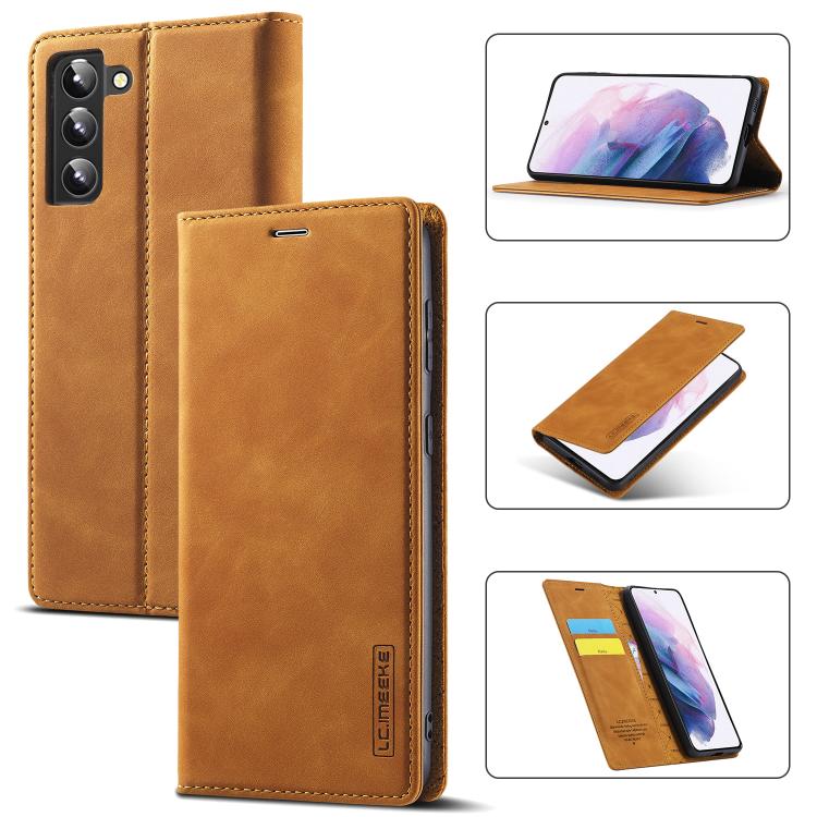 LC.IMEEKE Soft PU + TPU Magnetic Skin-friendly Feeling Leather Phone Case, For Samsung Galaxy S22+ 5G