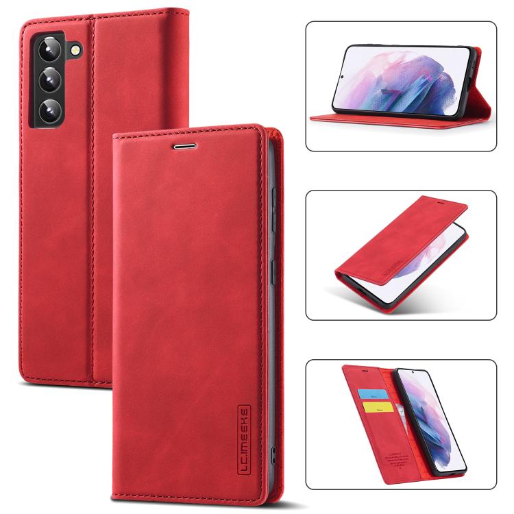 LC.IMEEKE Soft PU + TPU Magnetic Skin-friendly Feeling Leather Phone Case, For Samsung Galaxy S22+ 5G