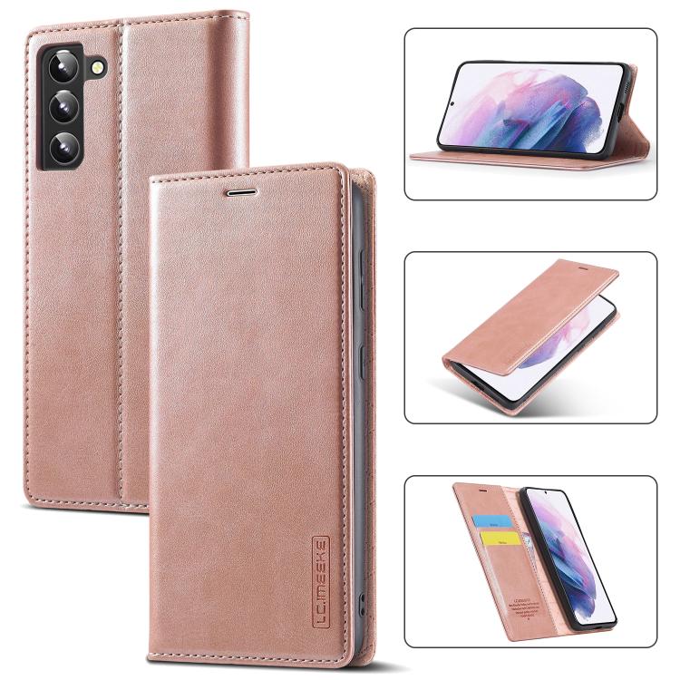LC.IMEEKE Soft PU + TPU Magnetic Skin-friendly Feeling Leather Phone Case, For Samsung Galaxy S22+ 5G