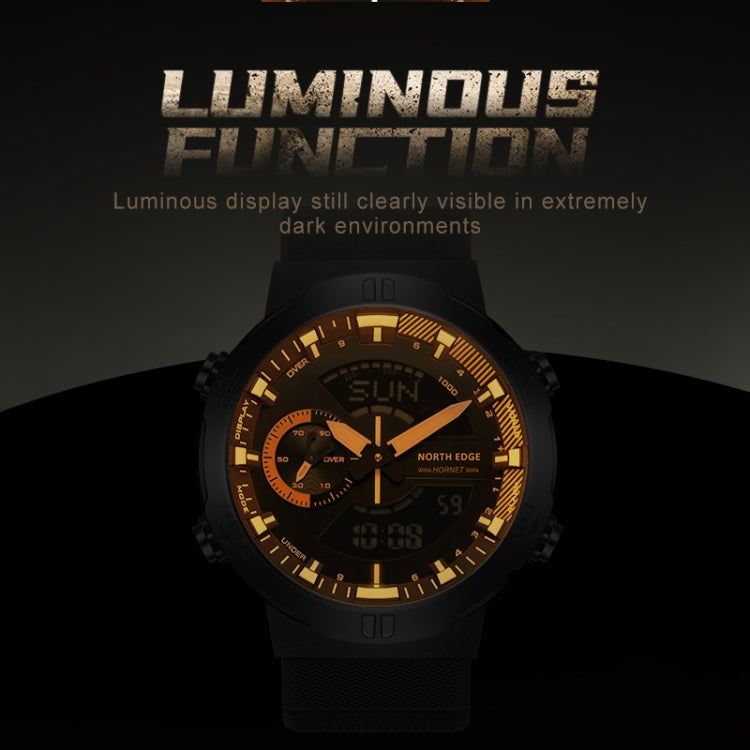 NORTH EDGE HORNET Dual Digital Alarm Clock Timing Men Luminous Sports Watch, HORNET