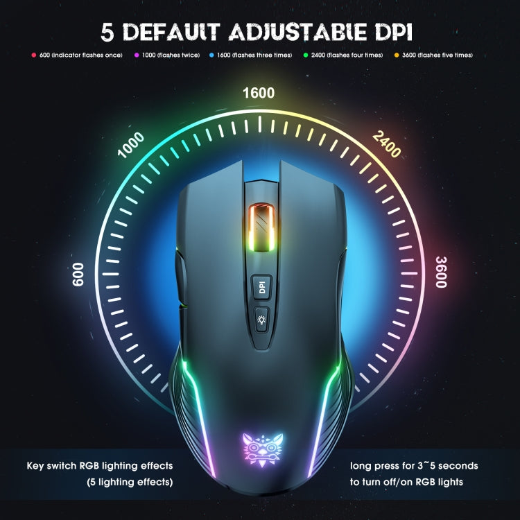 ONIKUMA CW905 2.4G RGB Lighting Wireless Mouse, CW905 Wireless Mouse (Grey White), CW905 Wireless Mouse(Black), CW905 Wireless Mouse(Pink)