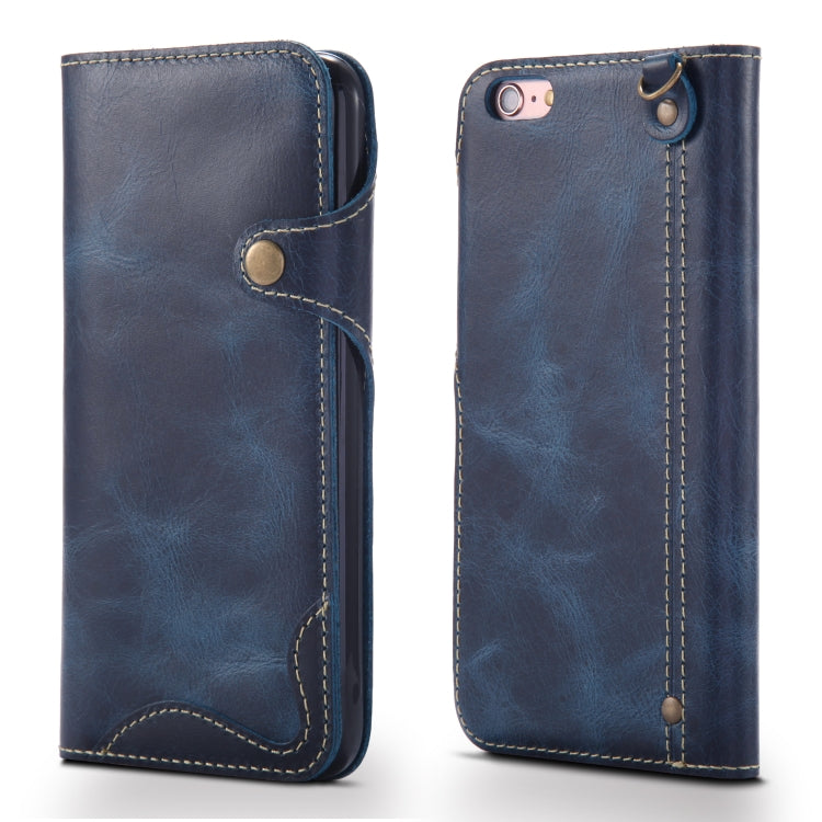 Denior Oil Wax Cowhide Magnetic Button Horizontal Flip Leather Case with Card Slots & Wallet, For iPhone 6, For iPhone 6 Plus / 6s Plus, For iPhone 7 / 8, For iPhone 7 Plus / 8 Plus, For iPhone X / XS, For Galaxy S8