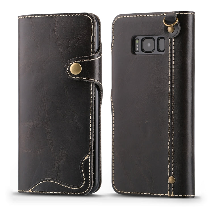 Denior Oil Wax Cowhide Magnetic Button Horizontal Flip Leather Case with Card Slots & Wallet, For iPhone 6, For iPhone 6 Plus / 6s Plus, For iPhone 7 / 8, For iPhone 7 Plus / 8 Plus, For iPhone X / XS, For Galaxy S8