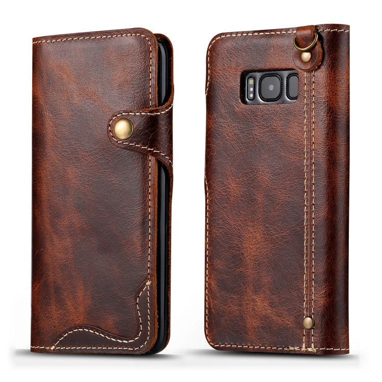 Denior Oil Wax Cowhide Magnetic Button Horizontal Flip Leather Case with Card Slots & Wallet, For iPhone XR, For Galaxy S8 Plus, For iPhone XS Max, For Galaxy S9, For Galaxy S9 Plus, For Galaxy Note 8