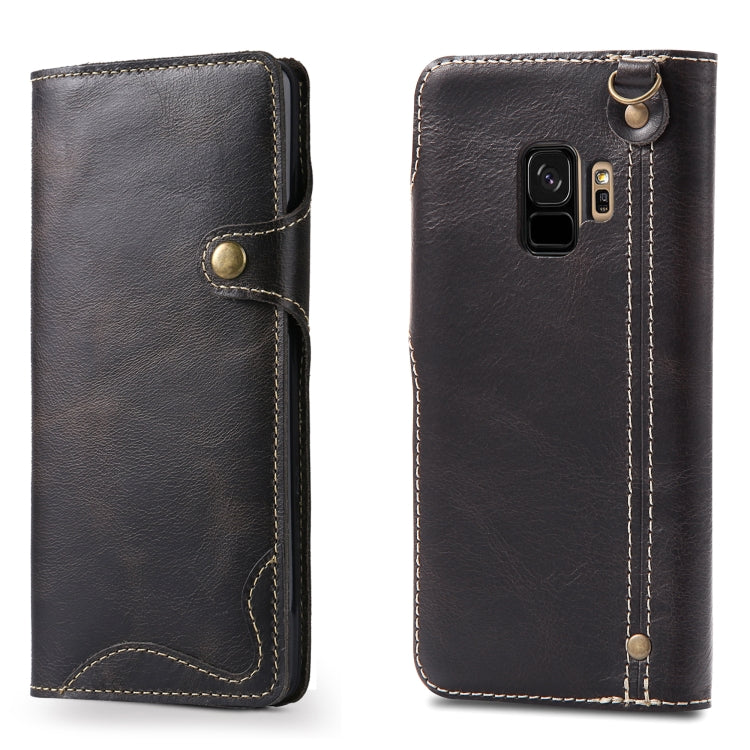 Denior Oil Wax Cowhide Magnetic Button Horizontal Flip Leather Case with Card Slots & Wallet, For iPhone XR, For Galaxy S8 Plus, For iPhone XS Max, For Galaxy S9, For Galaxy S9 Plus, For Galaxy Note 8