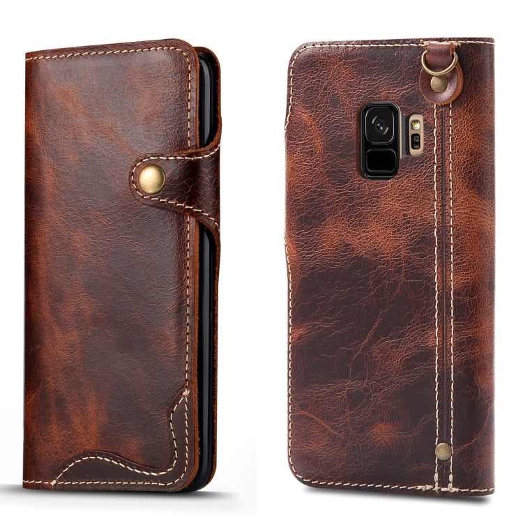 Denior Oil Wax Cowhide Magnetic Button Horizontal Flip Leather Case with Card Slots & Wallet, For iPhone XR, For Galaxy S8 Plus, For iPhone XS Max, For Galaxy S9, For Galaxy S9 Plus, For Galaxy Note 8