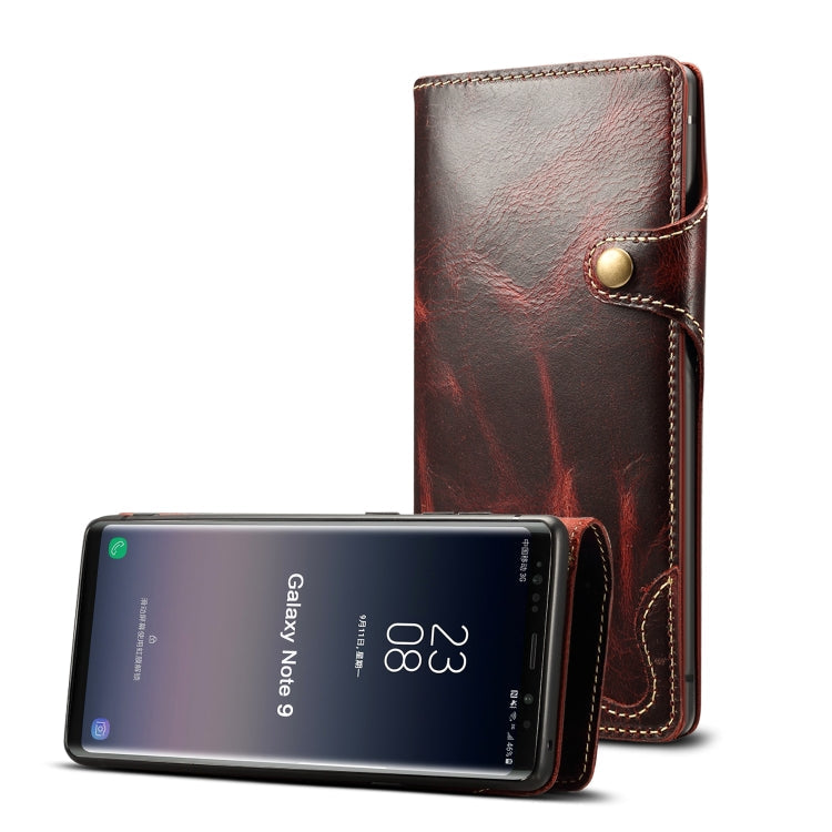 Denior Oil Wax Cowhide Magnetic Button Horizontal Flip Leather Case with Card Slots & Wallet, For Galaxy Note9, For Huawei Mate 20, For Galaxy S10, For Galaxy S10e, For Galaxy S10 Plus, For Galaxy Note 10