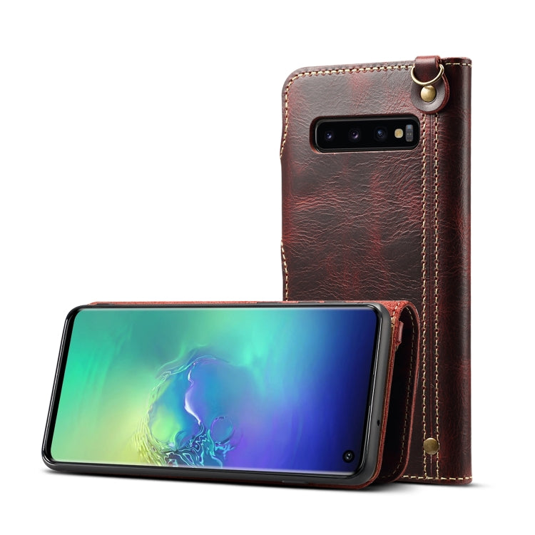 Denior Oil Wax Cowhide Magnetic Button Horizontal Flip Leather Case with Card Slots & Wallet, For Galaxy Note9, For Huawei Mate 20, For Galaxy S10, For Galaxy S10e, For Galaxy S10 Plus, For Galaxy Note 10