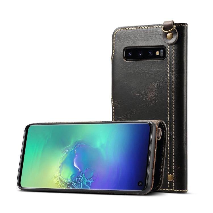 Denior Oil Wax Cowhide Magnetic Button Horizontal Flip Leather Case with Card Slots & Wallet, For Galaxy Note9, For Huawei Mate 20, For Galaxy S10, For Galaxy S10e, For Galaxy S10 Plus, For Galaxy Note 10