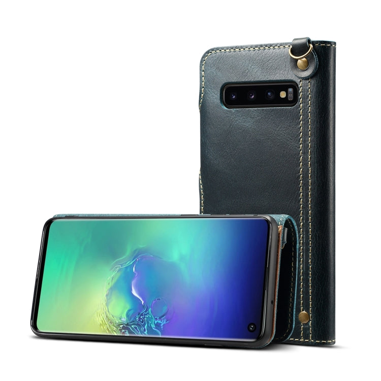 Denior Oil Wax Cowhide Magnetic Button Horizontal Flip Leather Case with Card Slots & Wallet, For Galaxy Note9, For Huawei Mate 20, For Galaxy S10, For Galaxy S10e, For Galaxy S10 Plus, For Galaxy Note 10