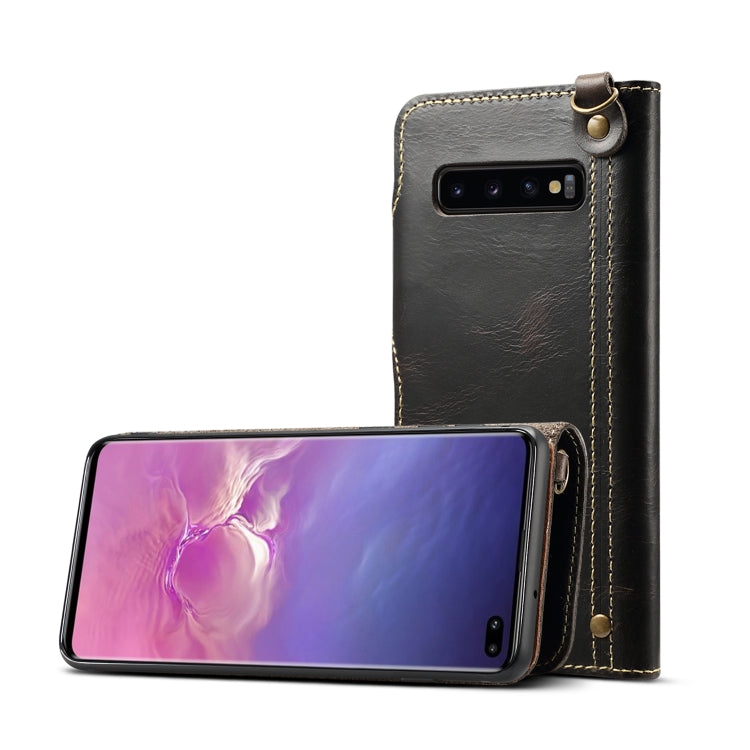 Denior Oil Wax Cowhide Magnetic Button Horizontal Flip Leather Case with Card Slots & Wallet, For Galaxy Note9, For Huawei Mate 20, For Galaxy S10, For Galaxy S10e, For Galaxy S10 Plus, For Galaxy Note 10