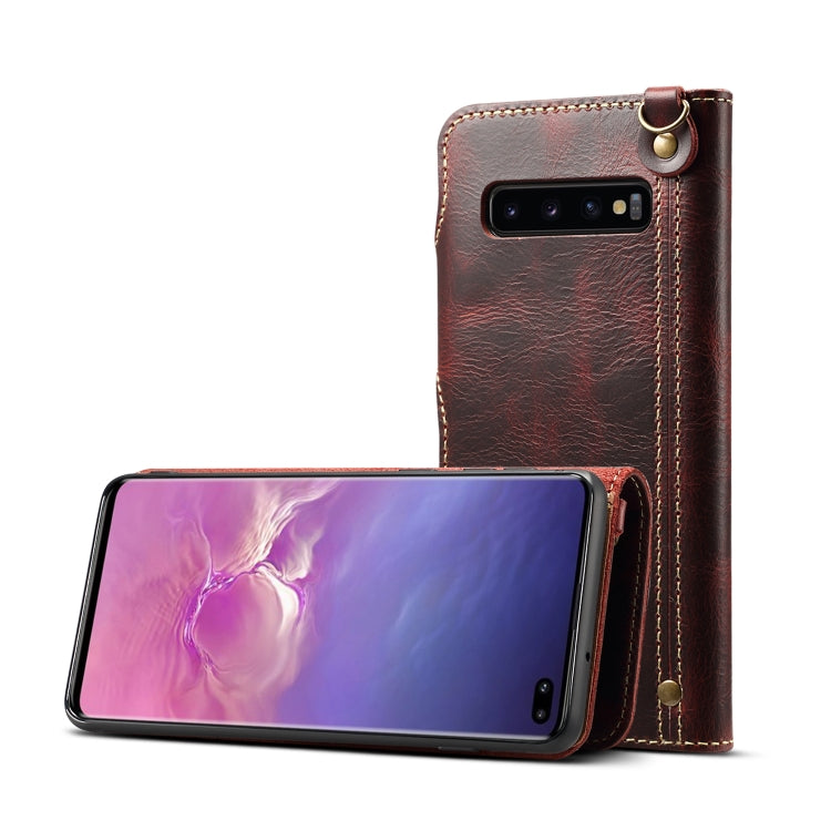 Denior Oil Wax Cowhide Magnetic Button Horizontal Flip Leather Case with Card Slots & Wallet, For Galaxy Note9, For Huawei Mate 20, For Galaxy S10, For Galaxy S10e, For Galaxy S10 Plus, For Galaxy Note 10